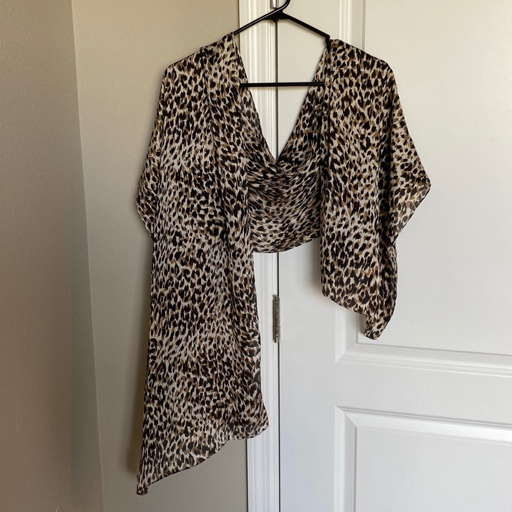 Scarf black brown white and taupe